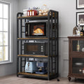 Rustic Brown 4-Tier Kitchen Baker's Rack with Power Outlet A84672