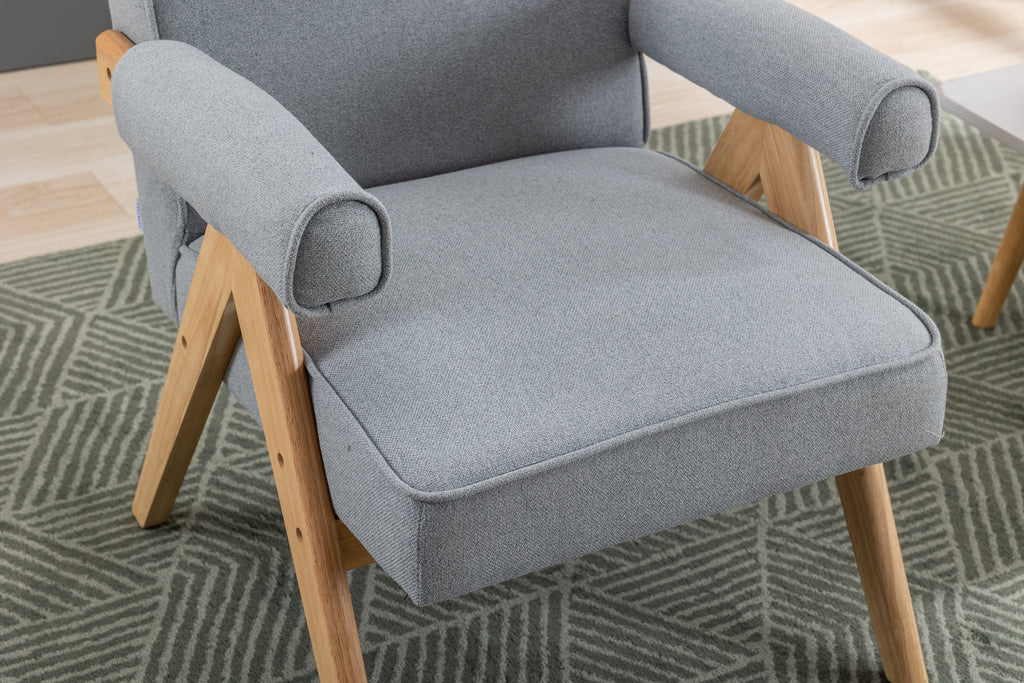 Mid-Century Modern Accent Chair with Solid Wood Armrest G22111