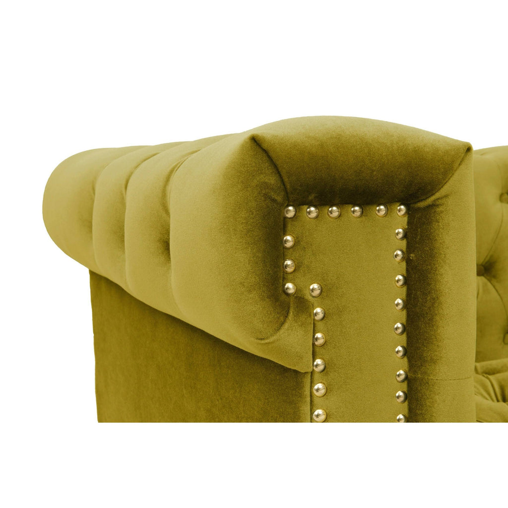 Cognac Velvet Button Tufted Club Chair Y5643