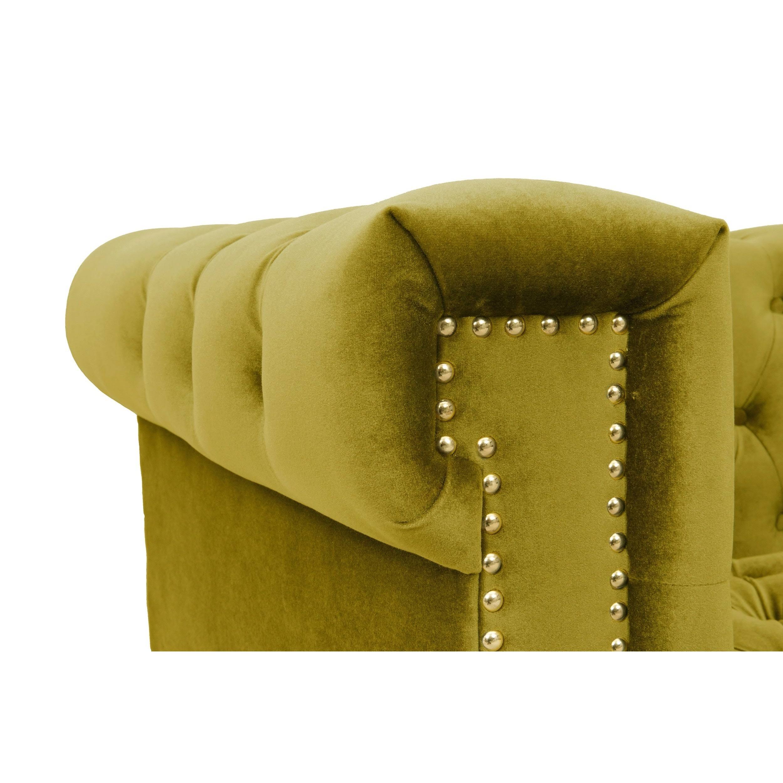 Cognac Velvet Button Tufted Club Chair Y5643