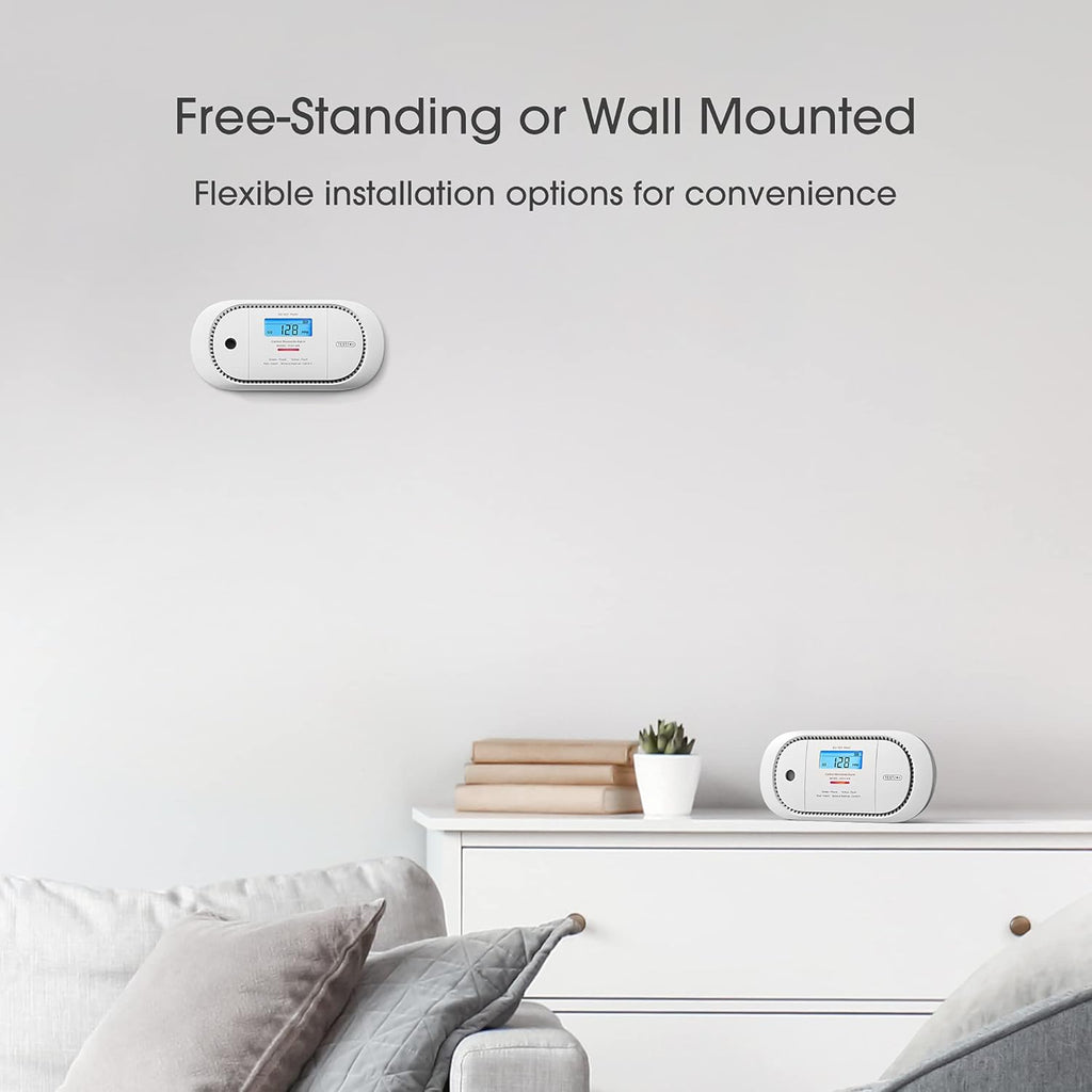 Wireless Interconnected Carbon Monoxide Detector, Replaceable Battery Powered CO Alarm with Digital Display, Pack of 2 R44184