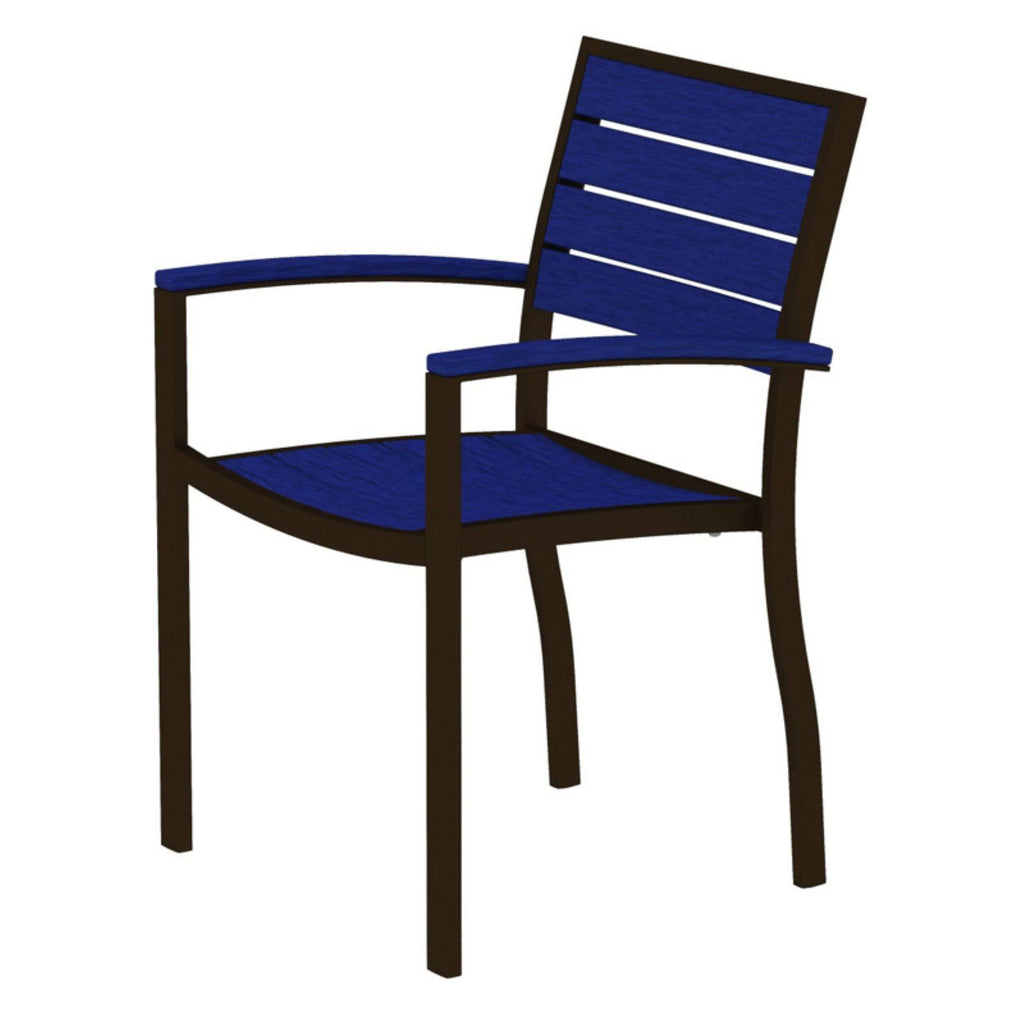 Euro Dining Arm Chair Satin White Pacific Blue X567