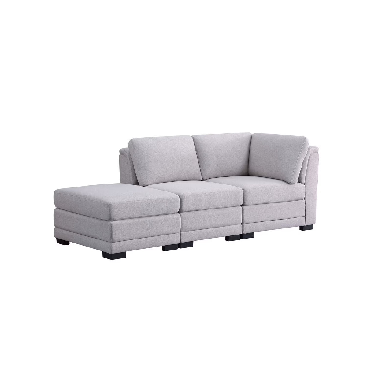 Light Gray Linen Fabric Reversible Sofa with Ottoman Q87242