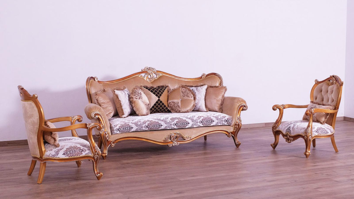 Black & Sand Wood Trim Sofa Set 3 R230