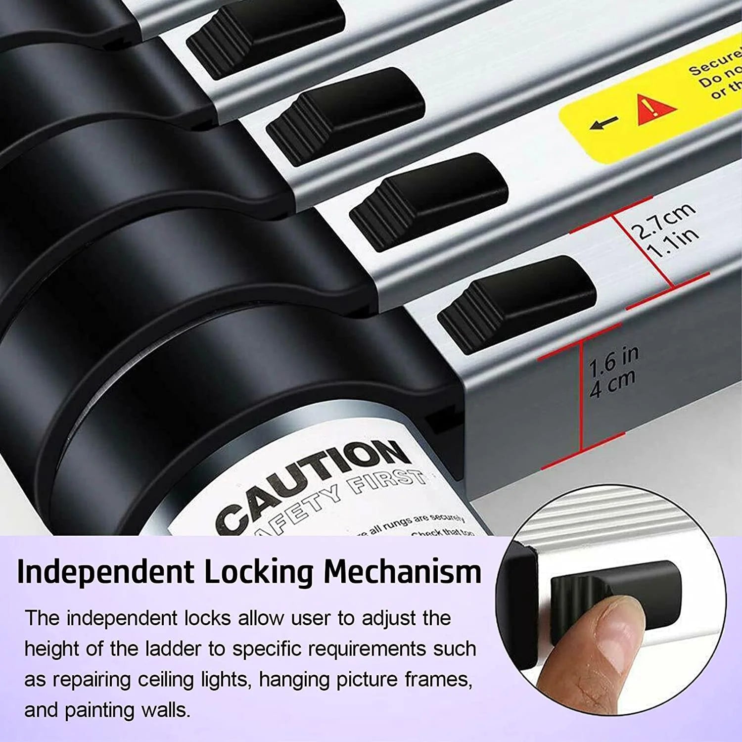 8.5ft Aluminum Telescoping Ladder 9 Steps Non-Slip S774895