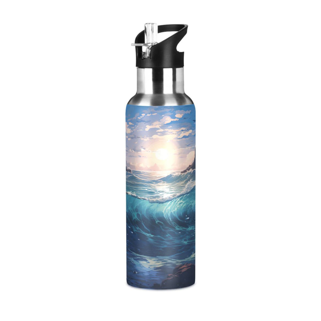 Stainless Steel Insulated Thermos Vacuum Flask Water Bottle with Straw Lid Y7312