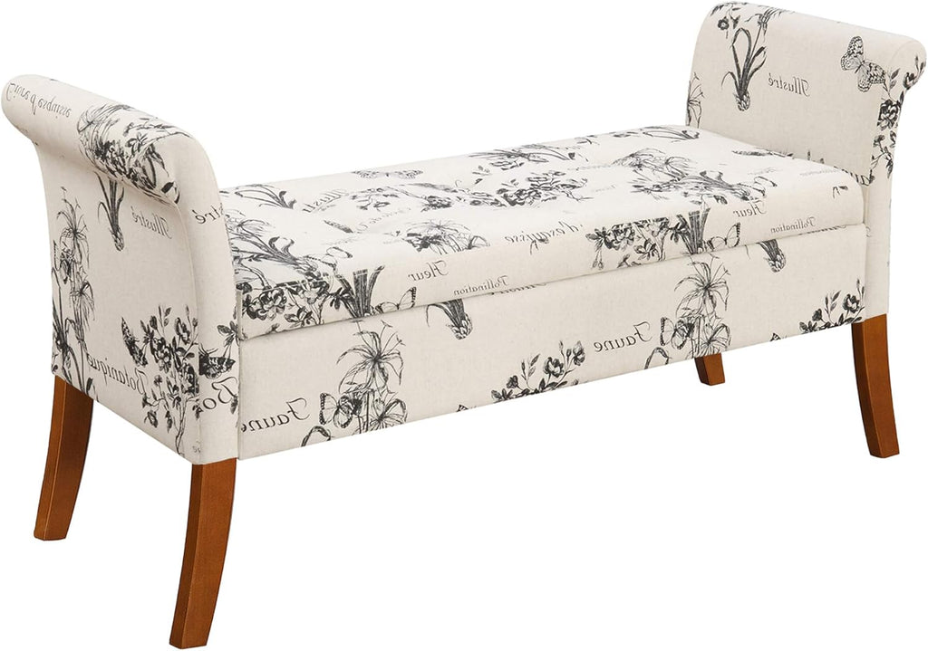 Beige Botanical Storage Bench Z546