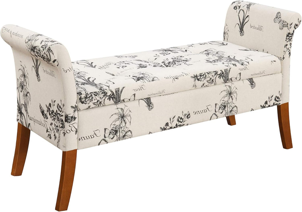 Beige Botanical Storage Bench Z546