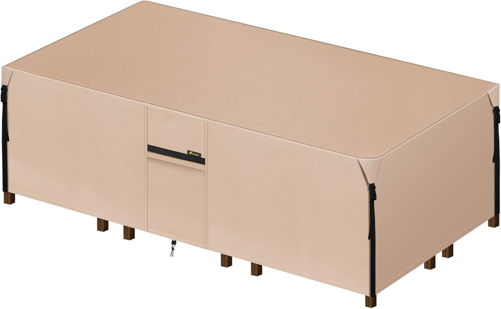 Waterproof 600D Canvas Patio Table Cover (Khaki, 86''x 62'') R317407