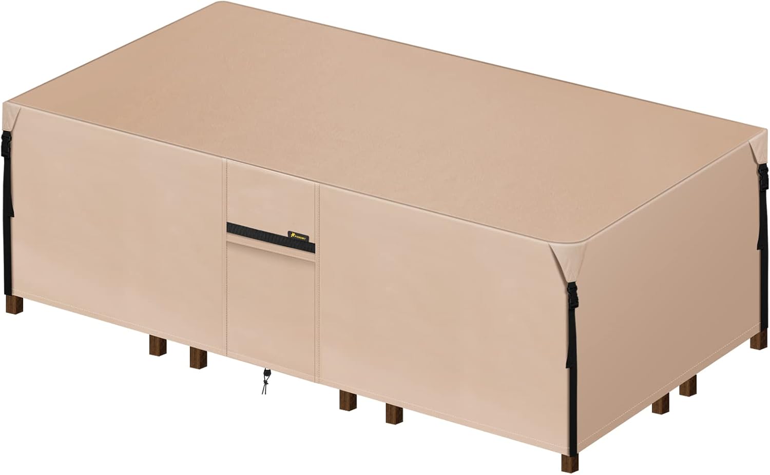 Waterproof 600D Canvas Patio Table Cover (Khaki, 86''x 62'') R317407