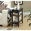 Three Tier End Table with Drawer, Black Finish D304718
