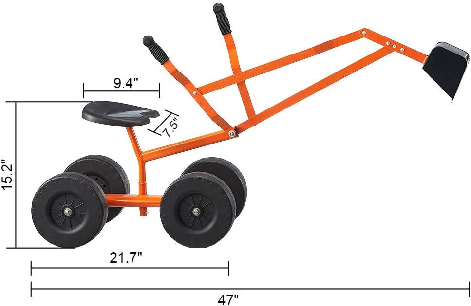 Ride On Sand Digger Excavator Toys with 8 inches Wheels and 360° Rotation Seat L107041