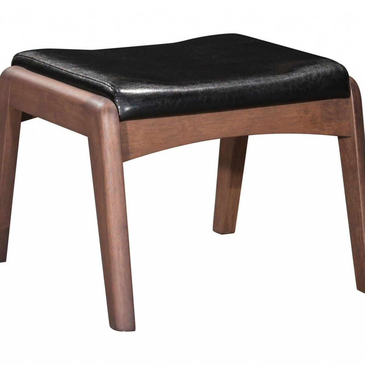 Walnut & Black Faux Leather Chair & Ottoman Set L430206