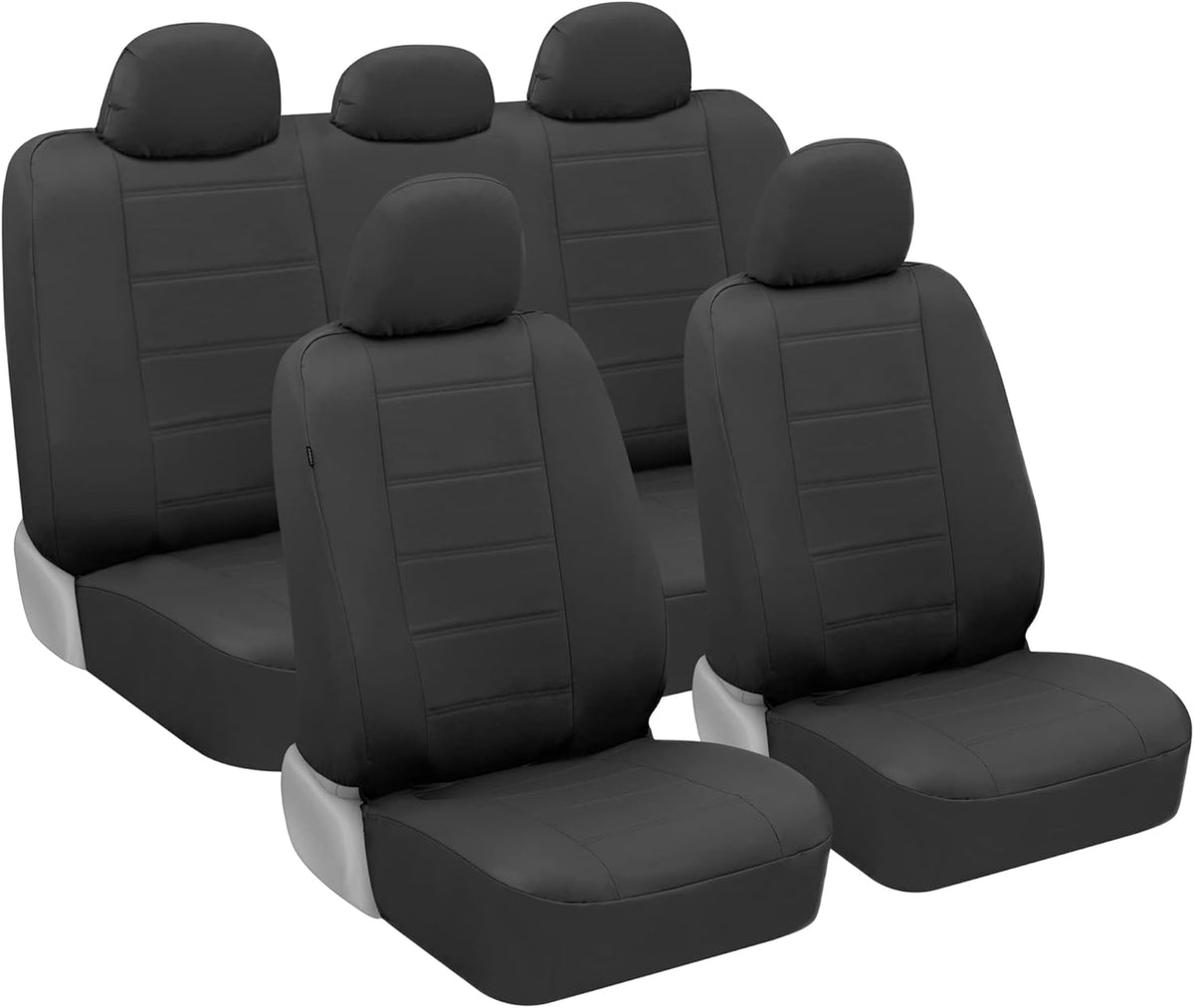 Black Faux Leather Seat Covers Full Set Pack of 2 X6056