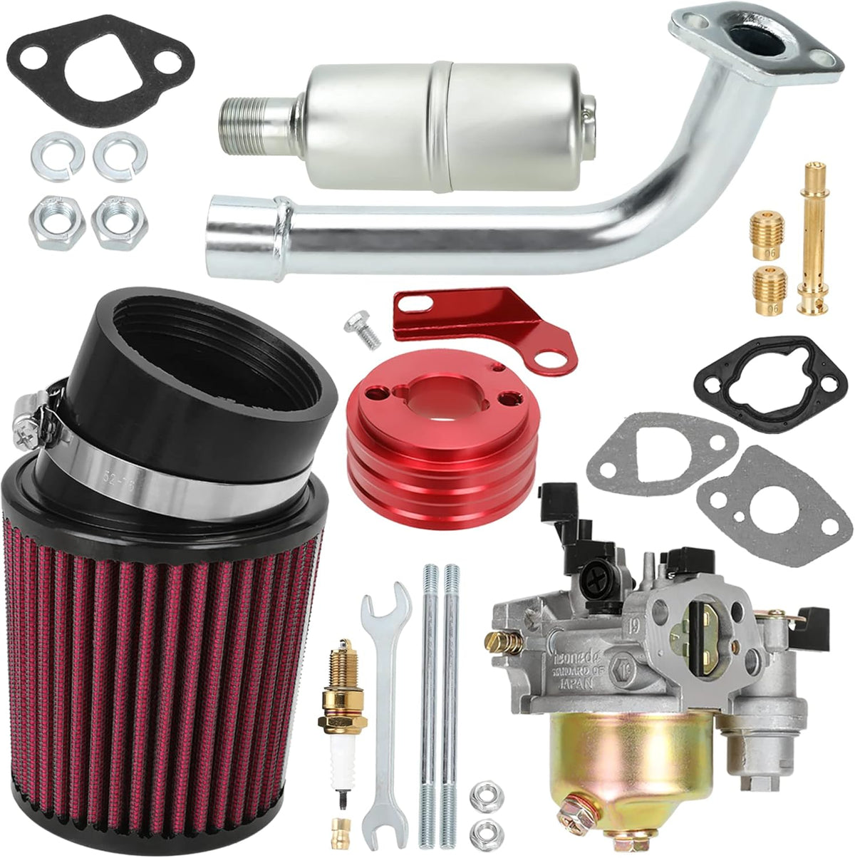 Upgrade Carburetor Air Filter Adapter Exhaust Pipe Muffler Jet Stage 2 Kit for Non-Hemi Predator 212cc 196cc 6.5Hp Mini Bike Go Kart Performance Parts T606374
