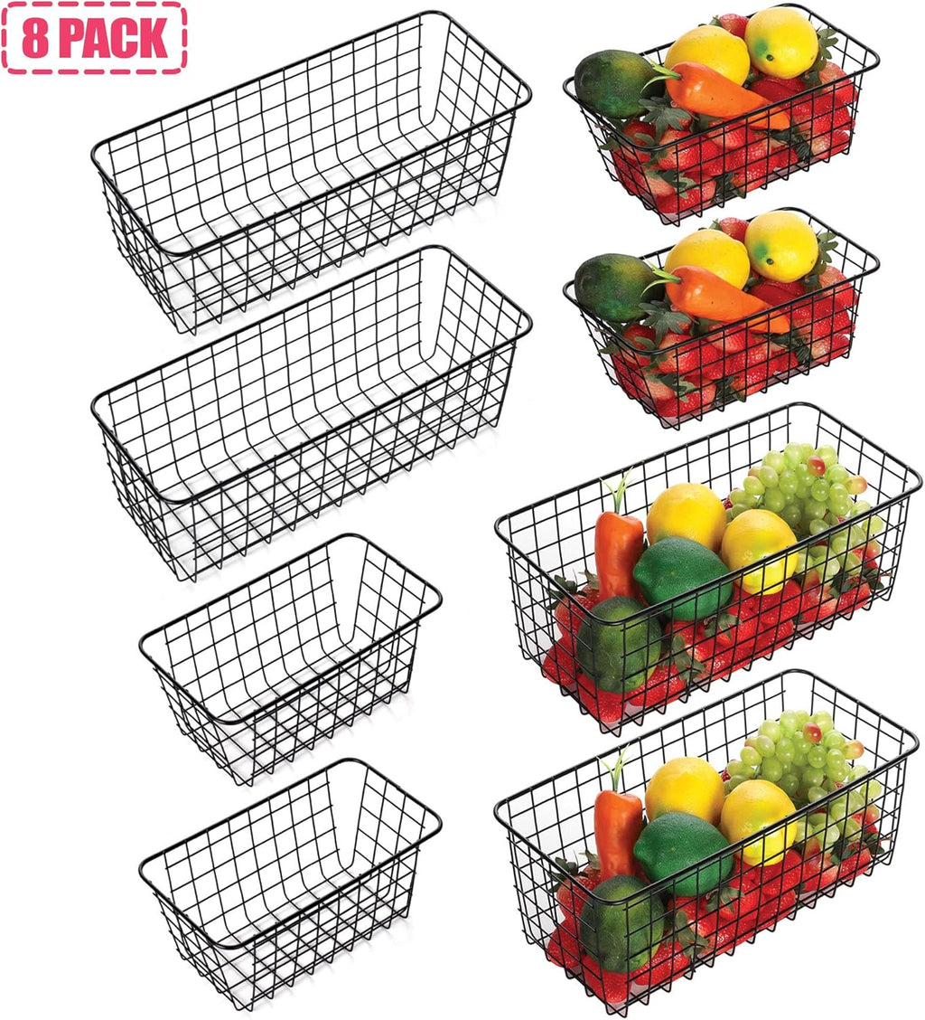 8 Pack Metal Wall-Mounted Storage Baskets, 4 Large 4 Medium C4773