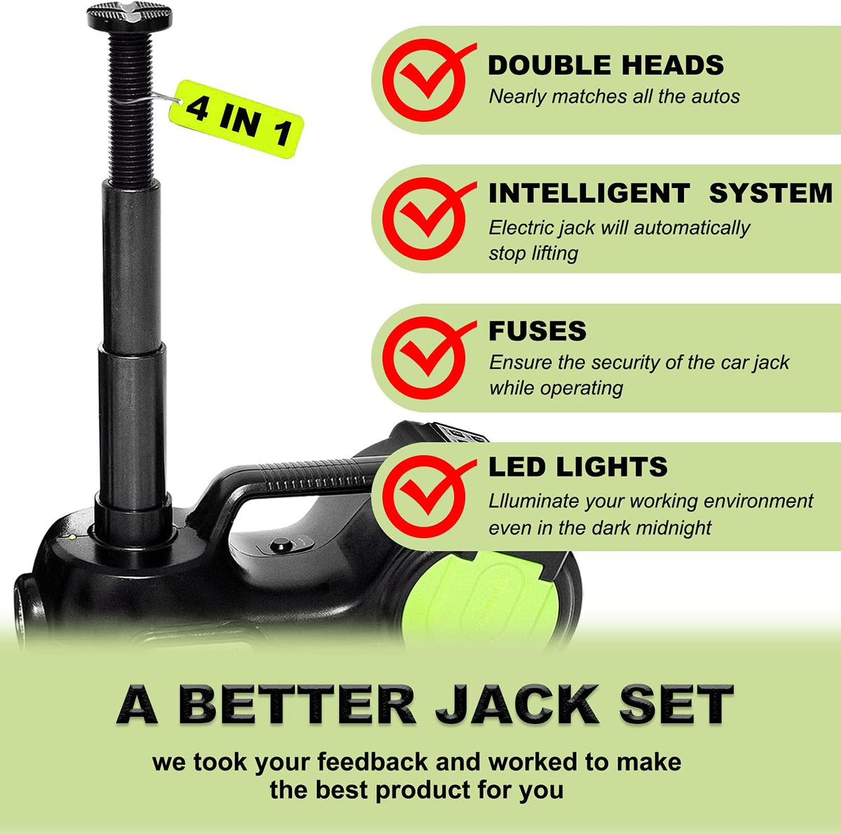 Electric Car Jack Kit 5 Ton 12V Hydraulic with Impact Wrench W971624