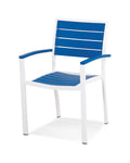 Euro Dining Arm Chair Satin White Pacific Blue X567