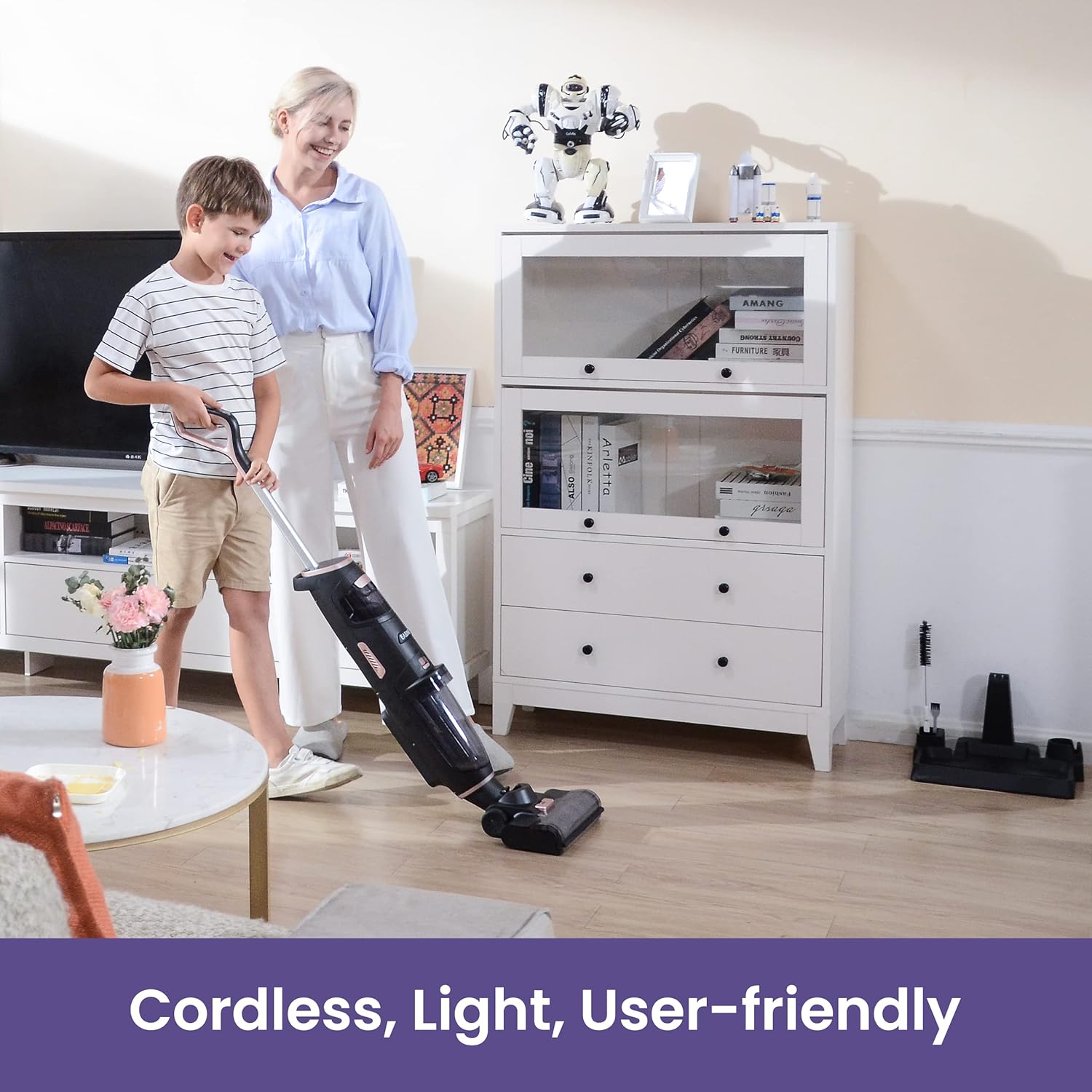 Cordless Stick Vacuum Cleaner, Lightweight Wet Dry Vacuum Cleaner W829