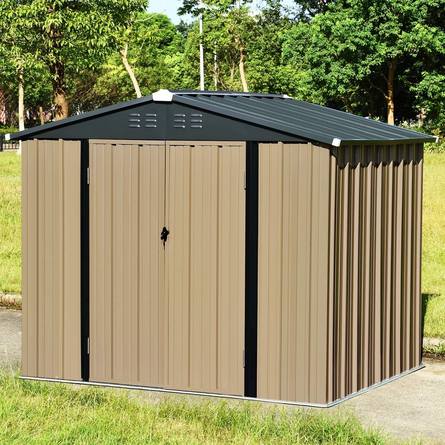 8' x 6' Storage Shed with Double Doors and Lock T859793