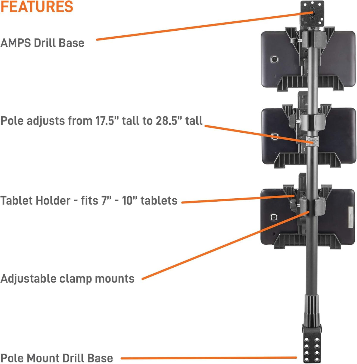 Wall Mount with 3 Tablet Holders for 7 to 10 inch Tablets E532