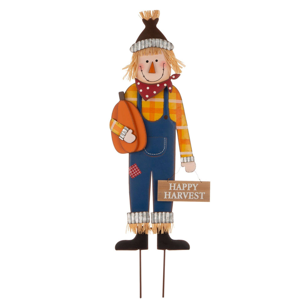 Orange and Blue Scarecrow Yard Stake Sign Decor H312