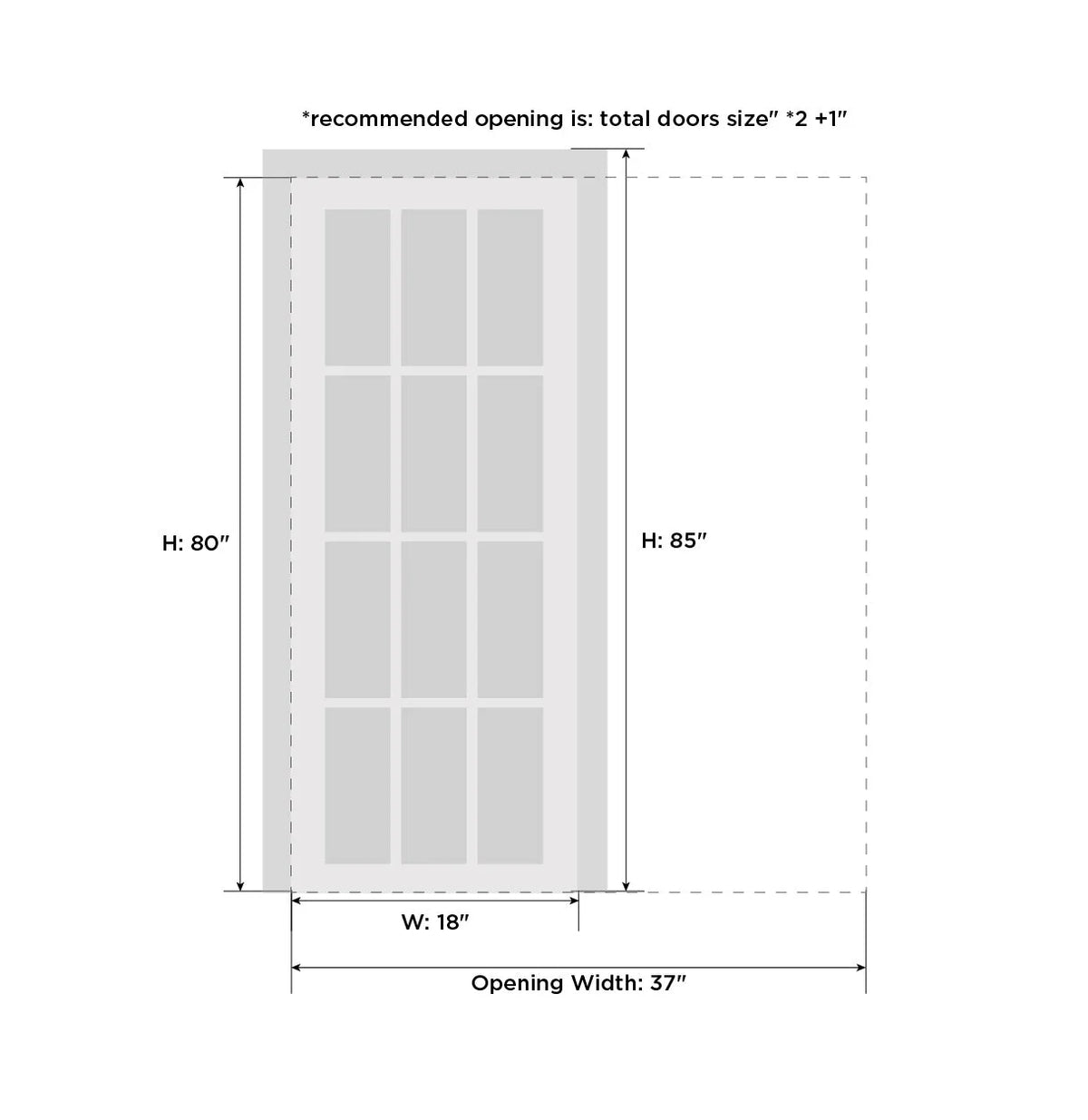 Sliding Pocket Door 18 x 84 inches Solid Wood S440