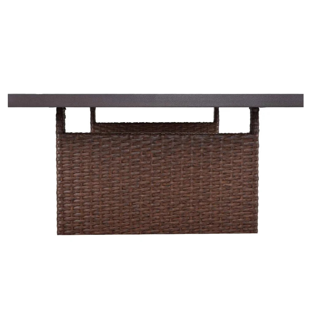 Brown Metal and PE Wicker Patio Dinner Table B525