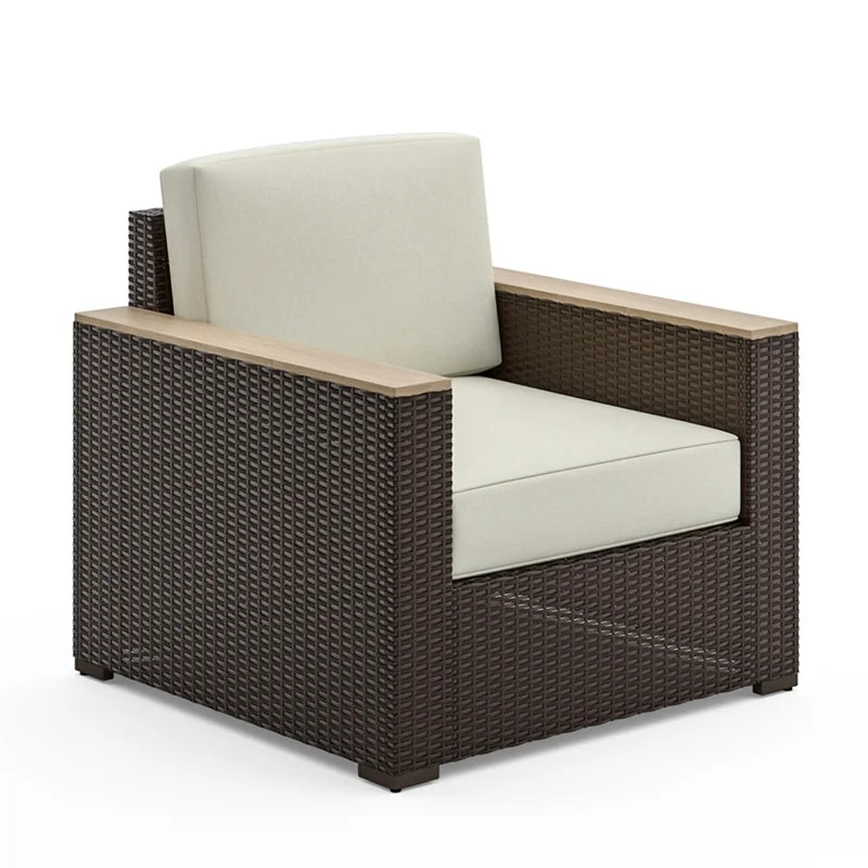 Palm Springs Outdoor Sofa with Arm Chair, Ottoman & Side Table - Brown Q5255