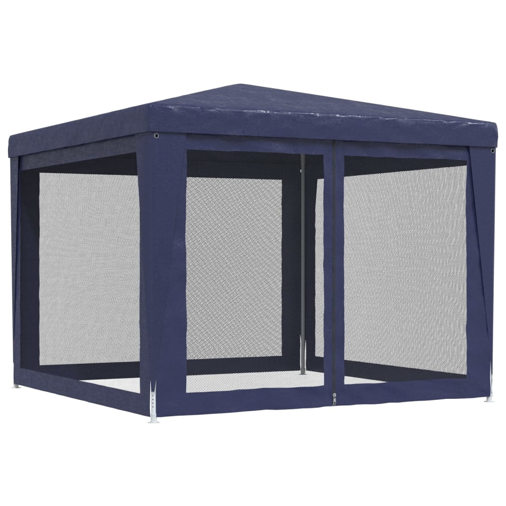 Party Tent with 4 Mesh Sidewalls Blue 9.8'x9.8' HDPE D645