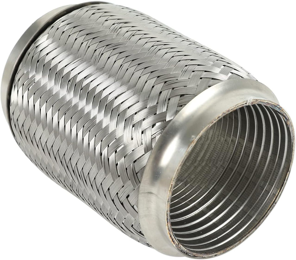 2PCS Stainless Steel Exhaust Flex Pipe Double Braid 3.5" x 6" Long Heavy Duty V204