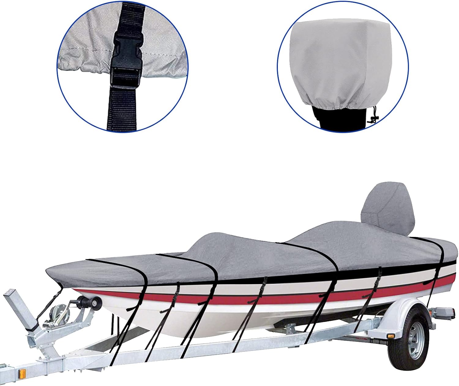 100% Waterproof 800D Marine Grade Polyester Canvas Bass Boat Cover J8532