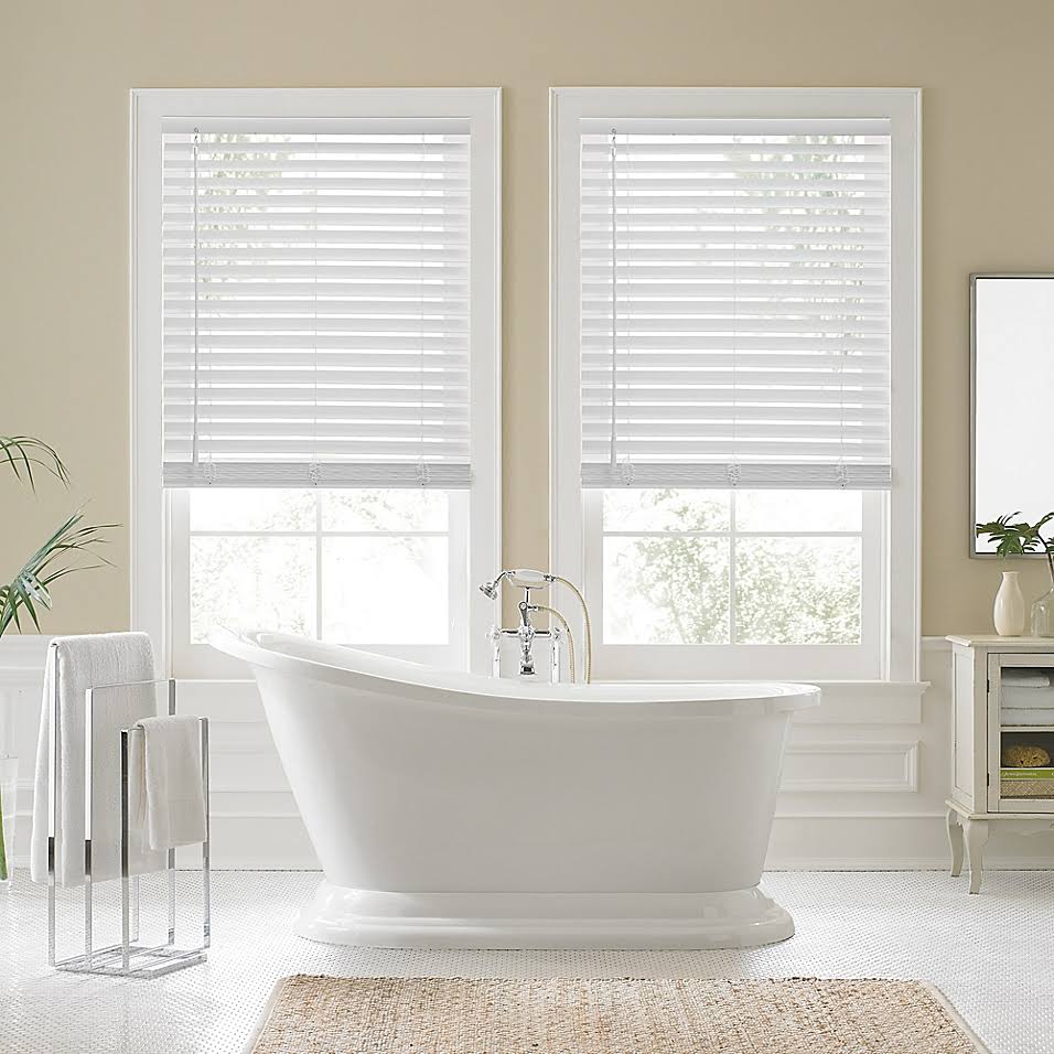 Faux Wood Cordless Shade in White B77851