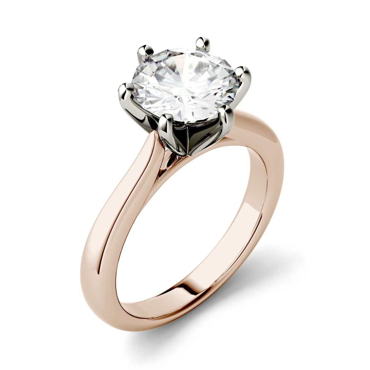 14K Rose Gold Moissanite Round Solitaire Engagement Ring 1.90 DEW K166