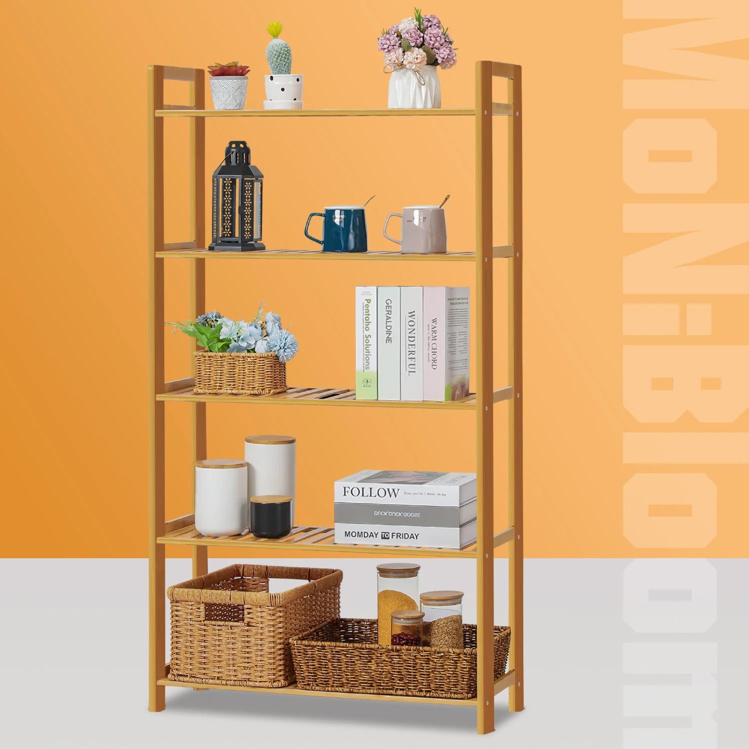 Bamboo 5 Tiers Shelving Unit W34930