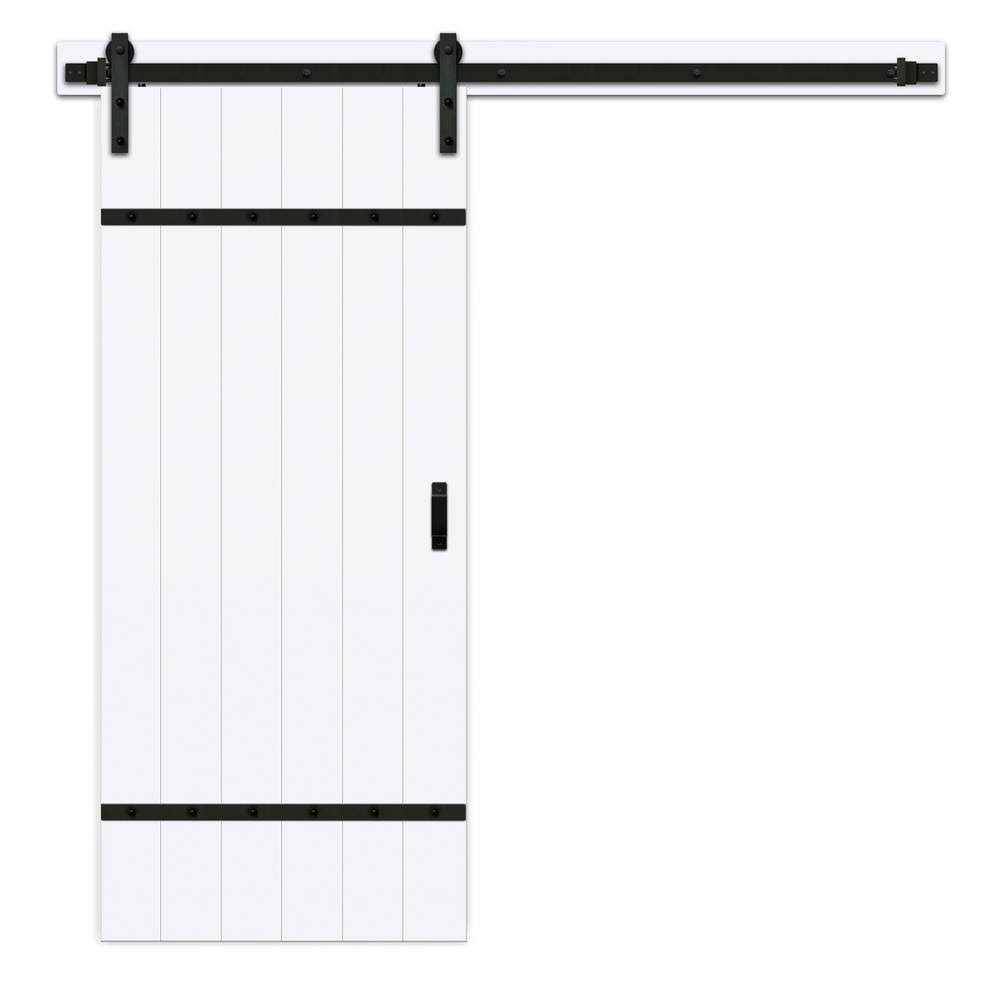 Bright White MDF Sliding Barn Door with Hardware Kit V86007
