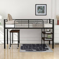 Twin Size Metal Loft Bed with Desk and Shelves S7866