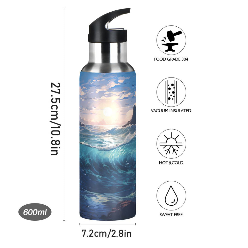 Stainless Steel Insulated Thermos Vacuum Flask Water Bottle with Straw Lid Y7312