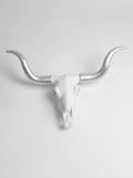 White Faux Longhorn Cattle Skull Decor A245