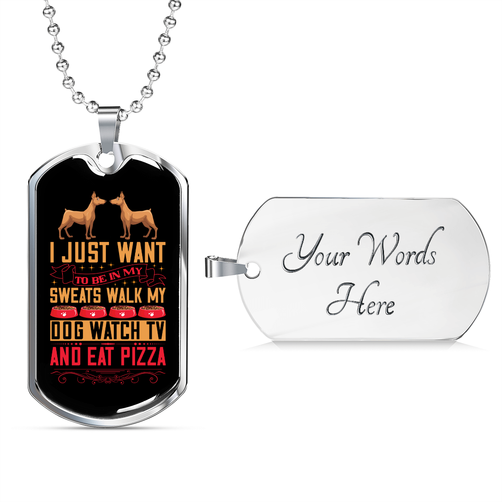 Stainless Steel or 18k Gold Dog Tag Necklace with 24" Chain J138944