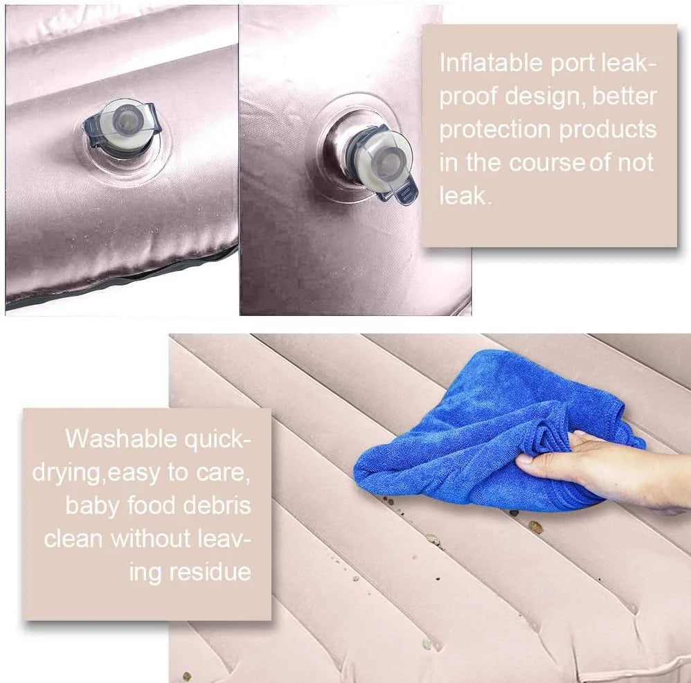 Car Bed Air Mattress with Motor Pump, Two Pillows, Natural Beige U200363