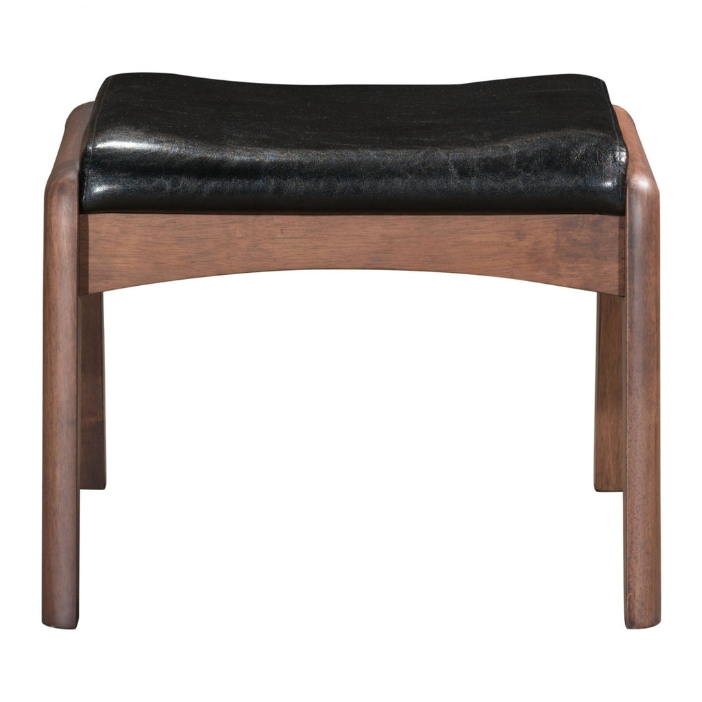 Walnut & Black Faux Leather Chair & Ottoman Set L430206
