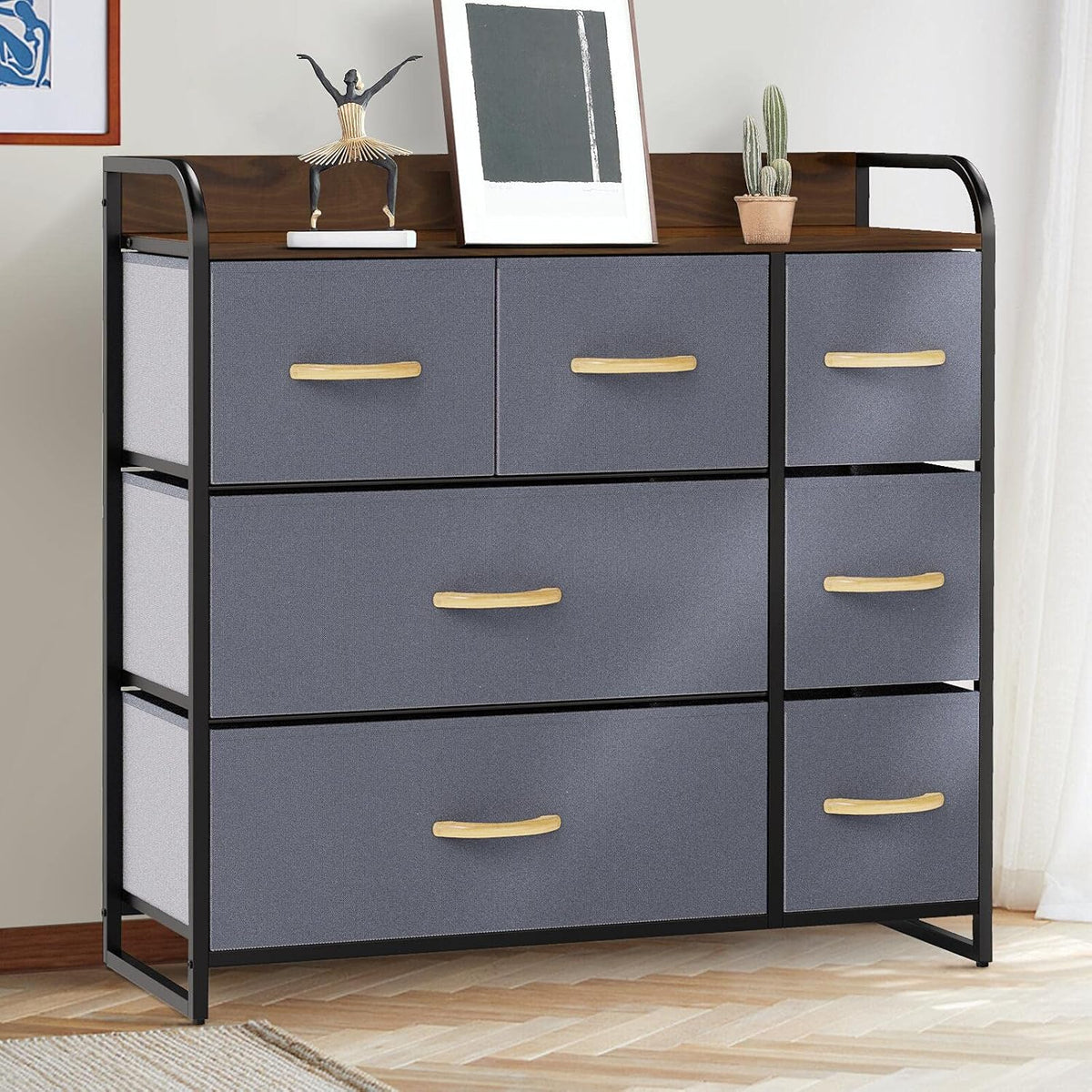 7-Drawer Dresser with Steel Frame (Gray) A9773