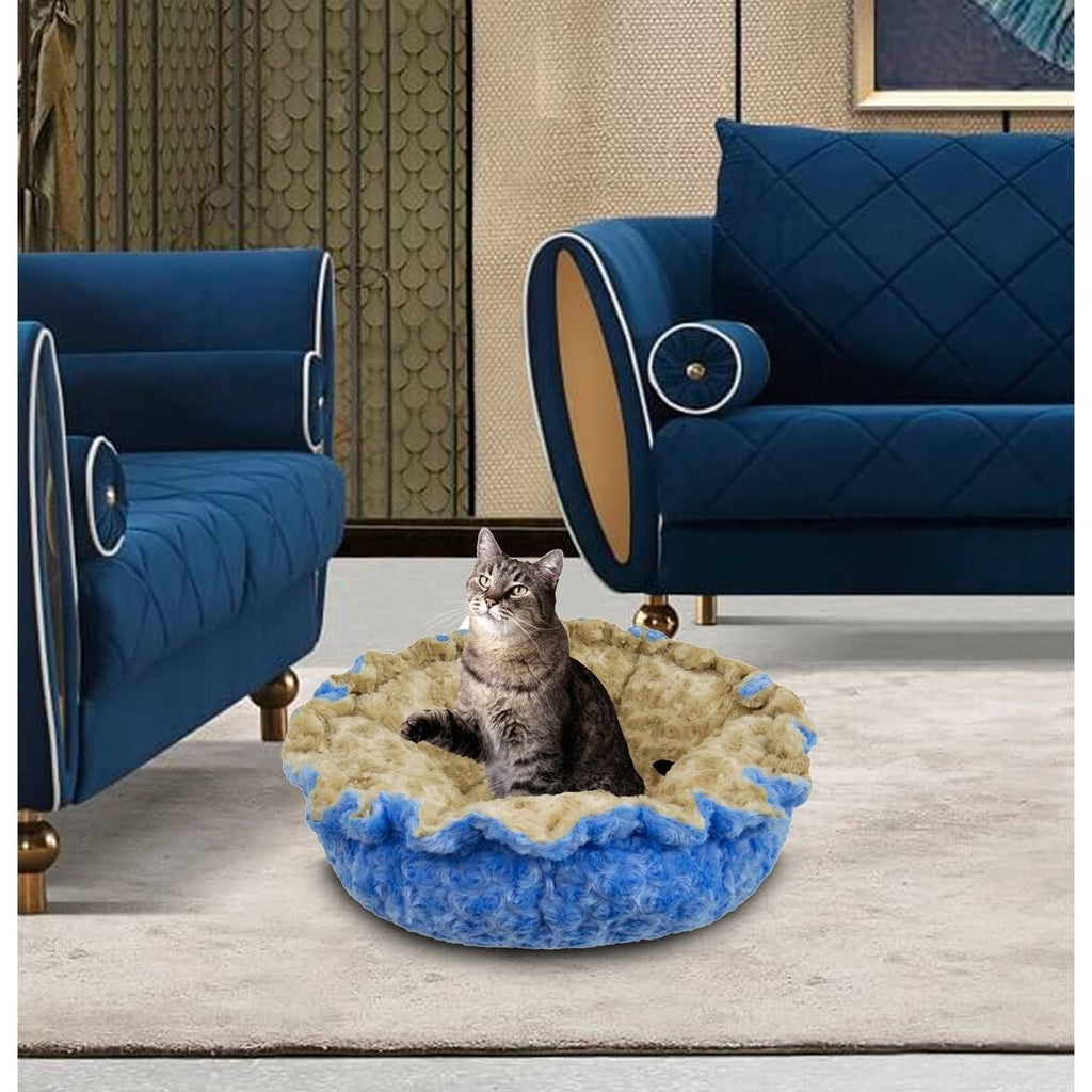 Ultra Plush Camel Rose Blue Sky Deluxe Dog Pet Cuddle Pod Bed, 30 inch x 30 inch B59215