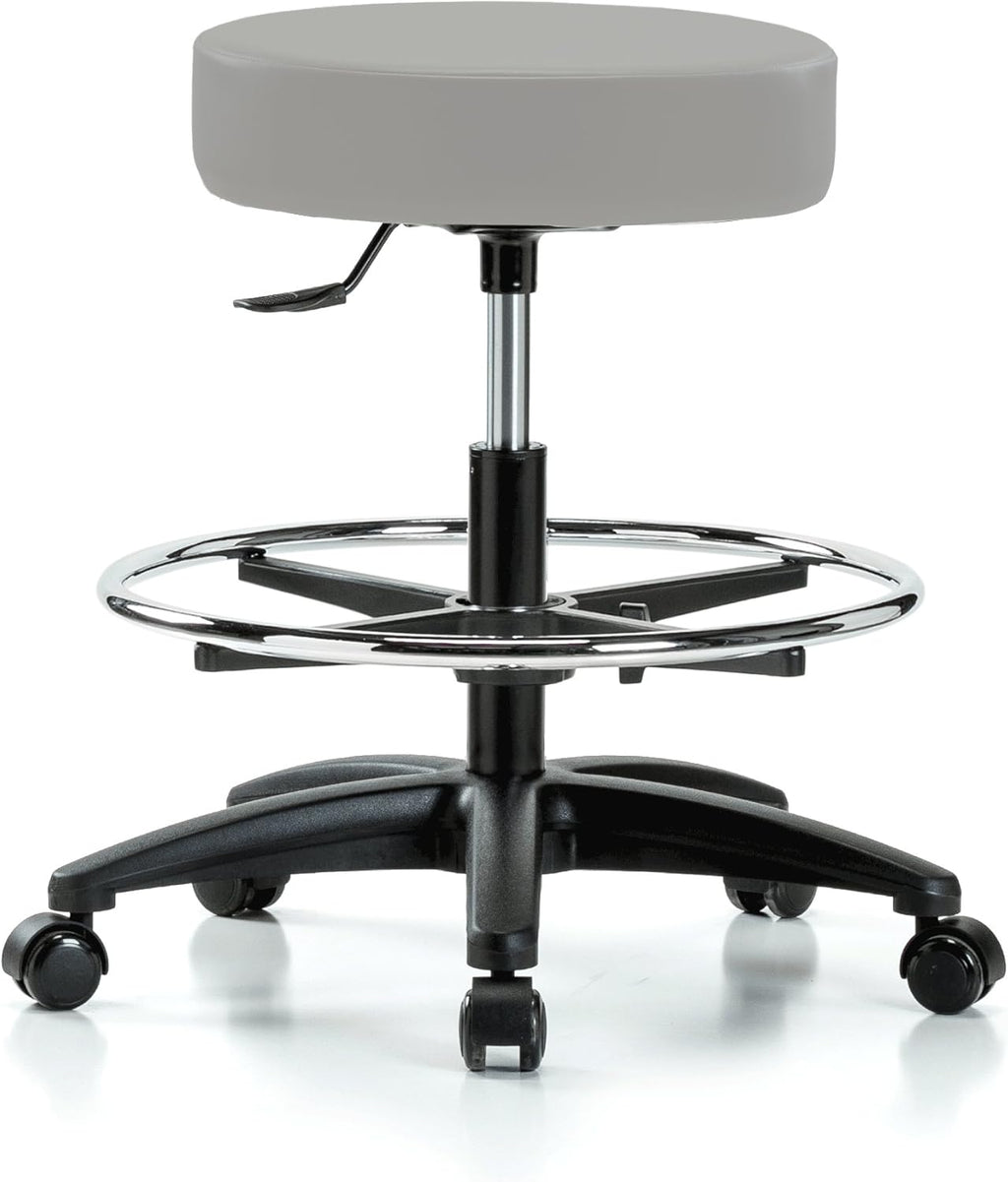 Rolling Swivel Stool with Foot Ring, Counter Height, Cinder Fabric J207082