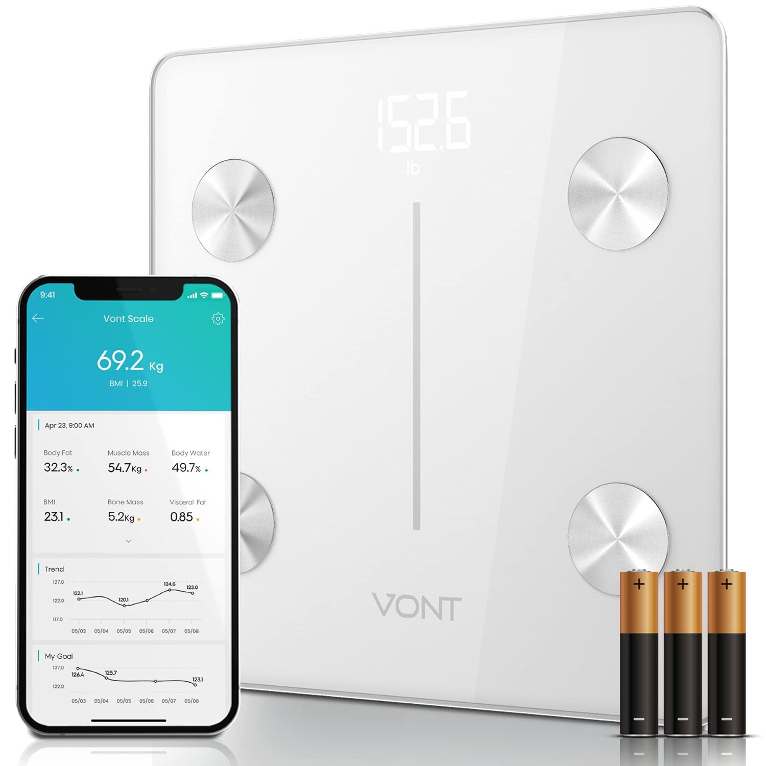 Black 400 lbs Bluetooth Body Fat Scale, Pack of 2 D80335