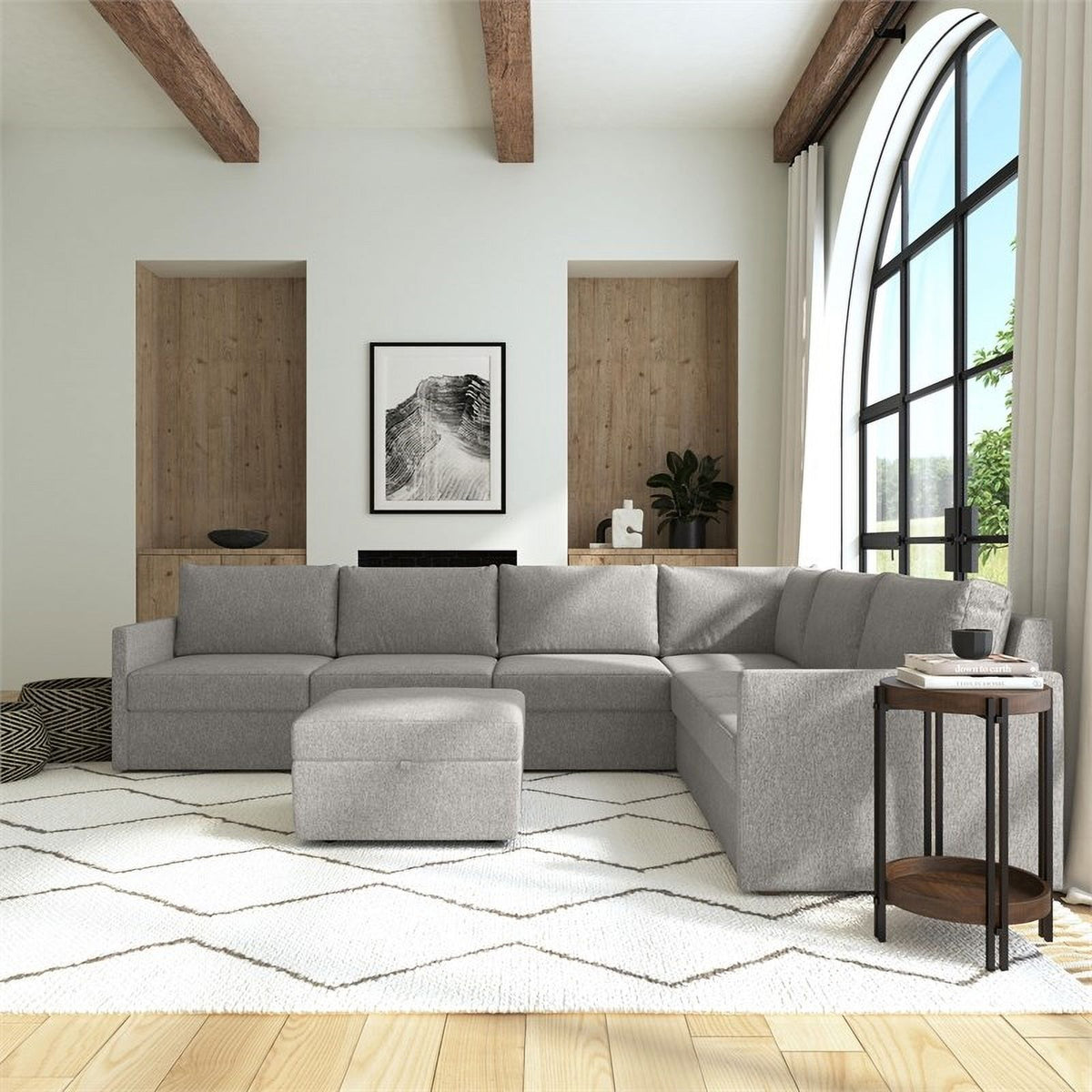 Gray 6 Seat Sectional with Performance Fabric J7798