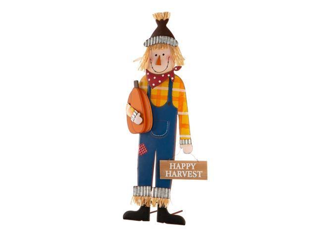 Orange and Blue Scarecrow Yard Stake Sign Decor H312