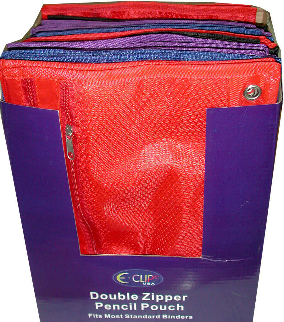 Mesh Double Zipper Pencil Pouch Case Pack of 48 M758572
