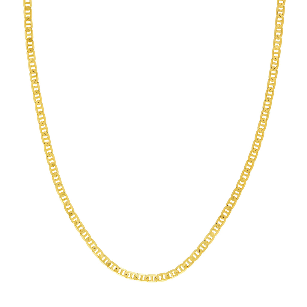 14K Yellow Gold 24" 3.7mm Flat Mariner Chain Necklace K3538